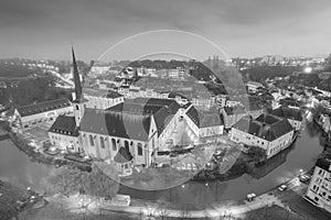 Skyline of old town Luxembourg City from top view