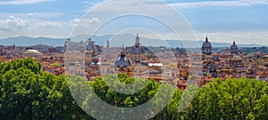 Skyline panorama of ancient city of Rome, from Castle of San Angelo