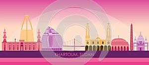 Skyline panorama of city of Khartoum, Sudan - vector illustration