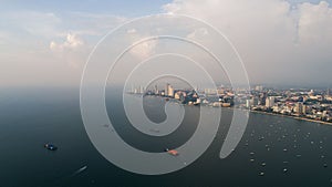 Skyline of Pattaya from aerial view, Pattaya city, Chonburi