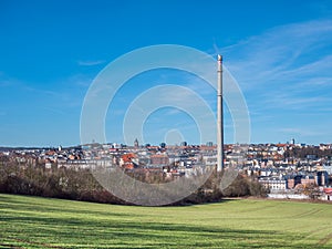 Skyline Plauen in Saxony East Germany