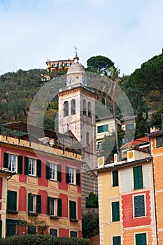 The skyline of Portofino, Genoa, Liguria, Italy, Italian Riviera, Europe