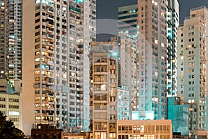 Skyline of residential apartment buildings at Chung Wan central district, Hong Kong Island, Hong Kong