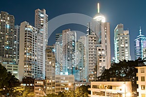 Skyline of residential apartment buildings at Chung Wan central district, Hong Kong Island, Hong Kong, China photo