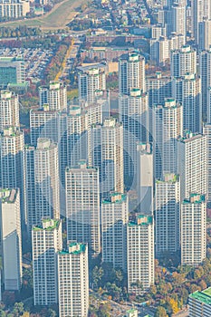 Skyline of residential buildings at Jamsil and Sincheondong districts in Seoul, Republic of Korea