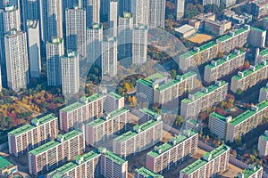 Skyline of residential buildings at Jamsil and Sincheondong districts in Seoul, Republic of Korea