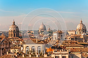 The Skyline of Rome with the Dome of the St. Peter`s Basilica