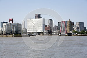 Skyline of Rotterdam with the Willemsbrug