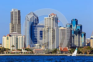 Skyline of San Diego, California from Coronado Bay