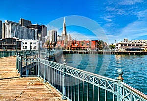 Skyline of San Francisco from Pier 7 at the Embarcadero, California