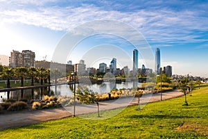 Skyline of Santiago from Parque Bicentenario photo