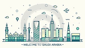 Skyline Saudi Arabia Trendy vector linear style