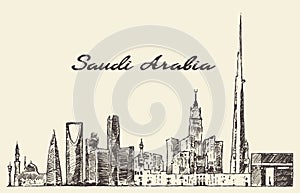 Skyline Saudi Arabia vector drawn sketch