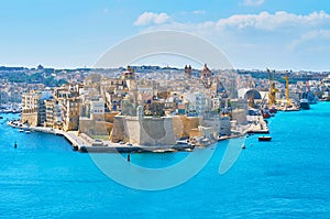 The skyline of Senglea, Malta