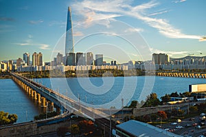 skyline of seoul by Han River