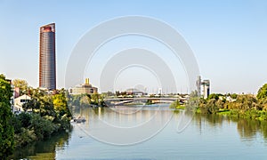 Skyline of Seville with the Guadalquivir river - Spain