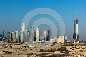 Skyline of skyscrapers in Dubai, United Arab Emirate
