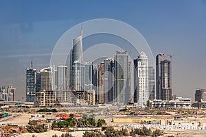 Skyline of skyscrapers in Dubai , United Arab Emirate