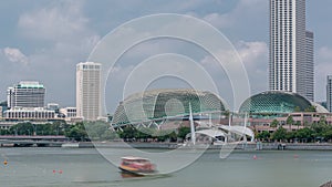 Skyline with skyscrapers of Marina Bay timelapse.