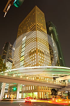 Skyline of skyscrapers at Shiodome Area in Shimbashi district, Tokyo