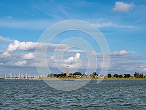 Skyline of Stavoren from IJsselmeer, Netherlands