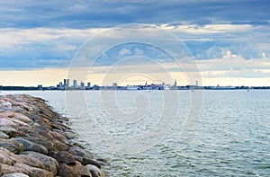 Skyline Tallinn sea harbor Estonia