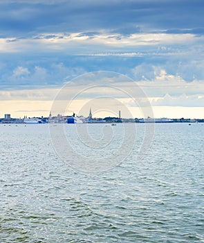 Skyline Tallinn sea harbor Estonia