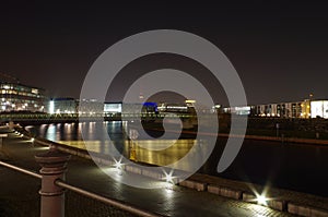 Skyline to berlin with televison tower at night photo