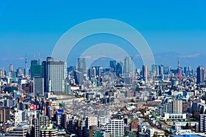 Skyline in Tokyo, Japan. can see Tokyo skytree and Tokyo tower together