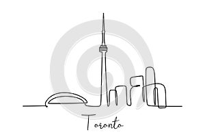 Skyline of Toronto Canada Continuous one line drawing vector illustration