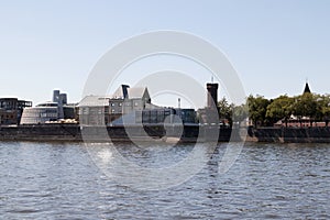 The skyline with the tower at the rhine river in cologne germany