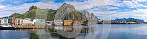 skyline of the town of svolvaer on the lofoten islands in norway