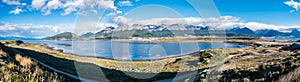 Skyline of Ushuaia with Martial mountains and Beagle Channel, Te