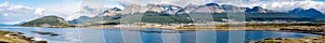 Skyline of Ushuaia with Martial mountains and Beagle Channel, Te