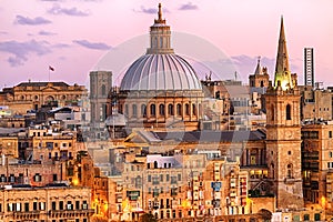 Skyline of Valletta at sunset