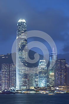 Skyline of Victoria harbor of Hong Kong city