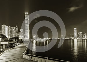 Skyline and Victoria harbor of Hong Kong city