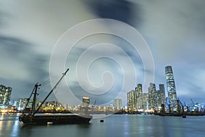 Skyline of Victoria Harbor of Hong Kong city