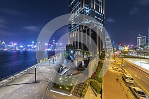 Skyline of Victoria harbor of Hong Kong city