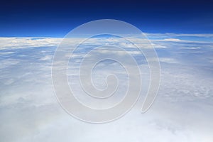 Skyline View above the Clouds from air plane