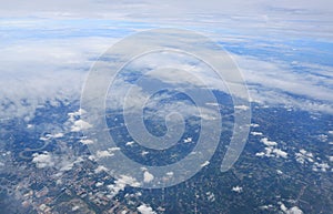 Skyline View above the Clouds from air plane