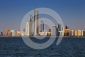 A skyline view of the Corniche Road West as seen from Marina Mall, Abu Dhabi, UAE photo