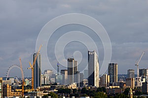 A skyline view of the Elephant and Castle area, London Eye and BT Tower in the daylight