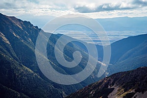 Skyline view from Ostry Rohac peak at Tatras