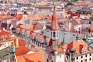 skyline view of red roofs in Munich, Germany