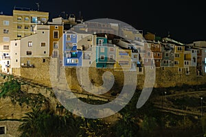 Skyline of Villajoyosa at night, Spain