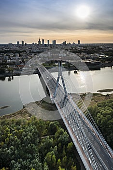 Skyline of Warsaw city, Poland