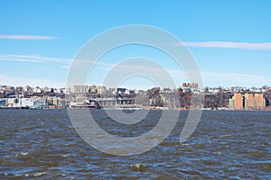 Skyline of Weehawken New Jersey along the Hudson River