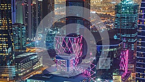 The skyline of the West Bay area from top in Doha timelapse, Qatar. photo