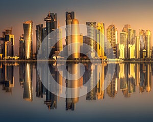 The skyline of West Bay and Doha downtown, Qatar